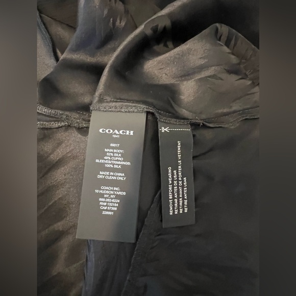 Coach Palm Tree Jacquard Dress Size 0 Black Silk Blend Chiffon - Picture 9 of 9